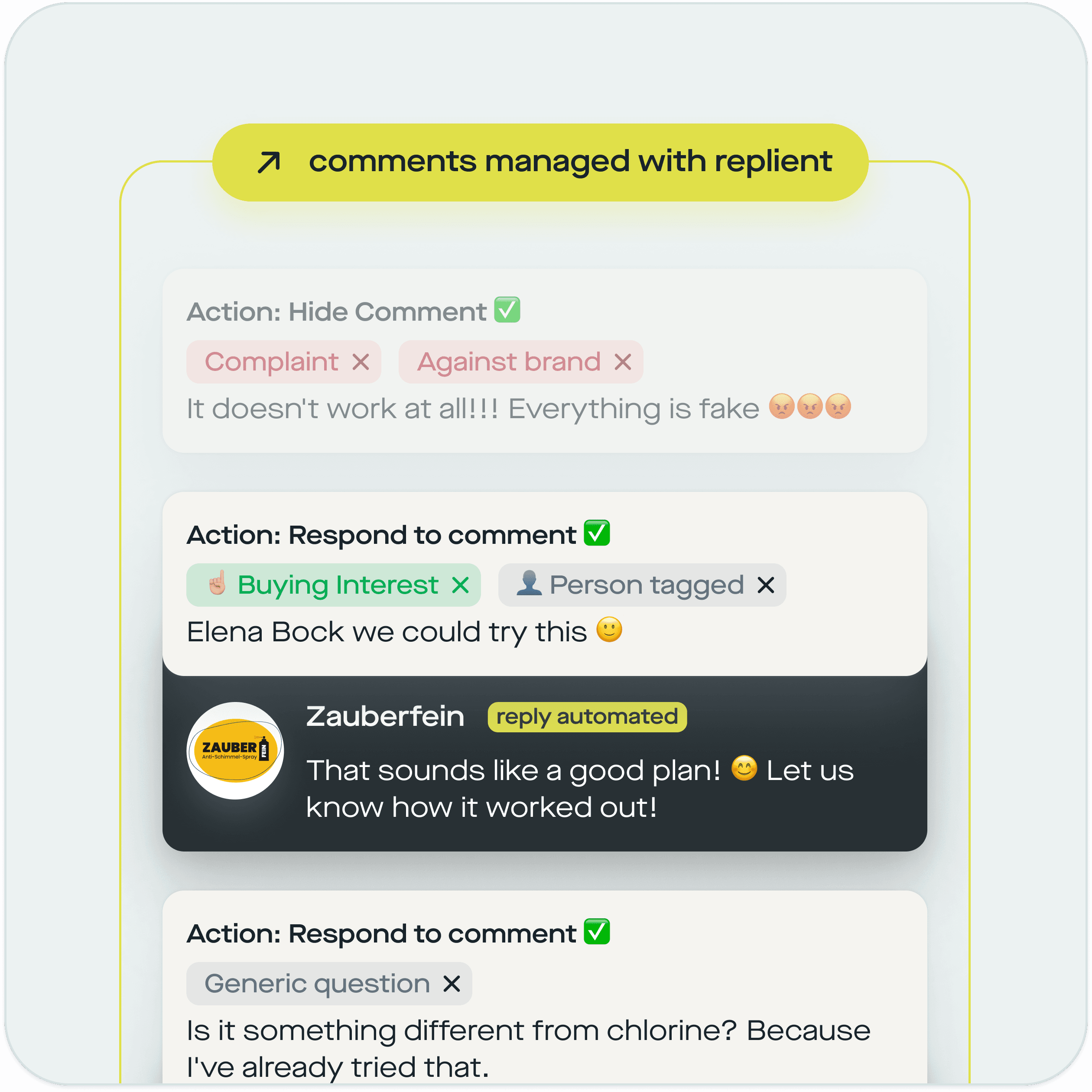 If/Then automation builder in replient.ai