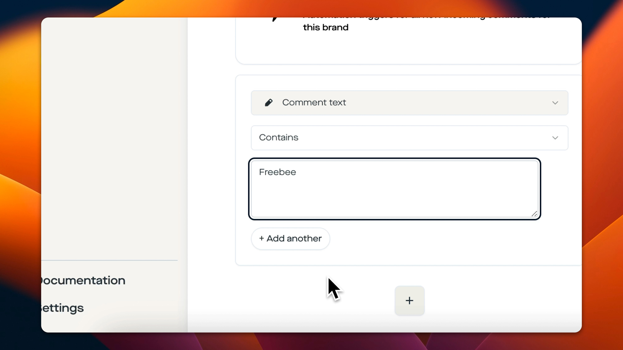 replient.ai Comment Text Contains Field mit Keyword Eingabe – so konfigurierst du den Trigger für Freebee-Anfragen
