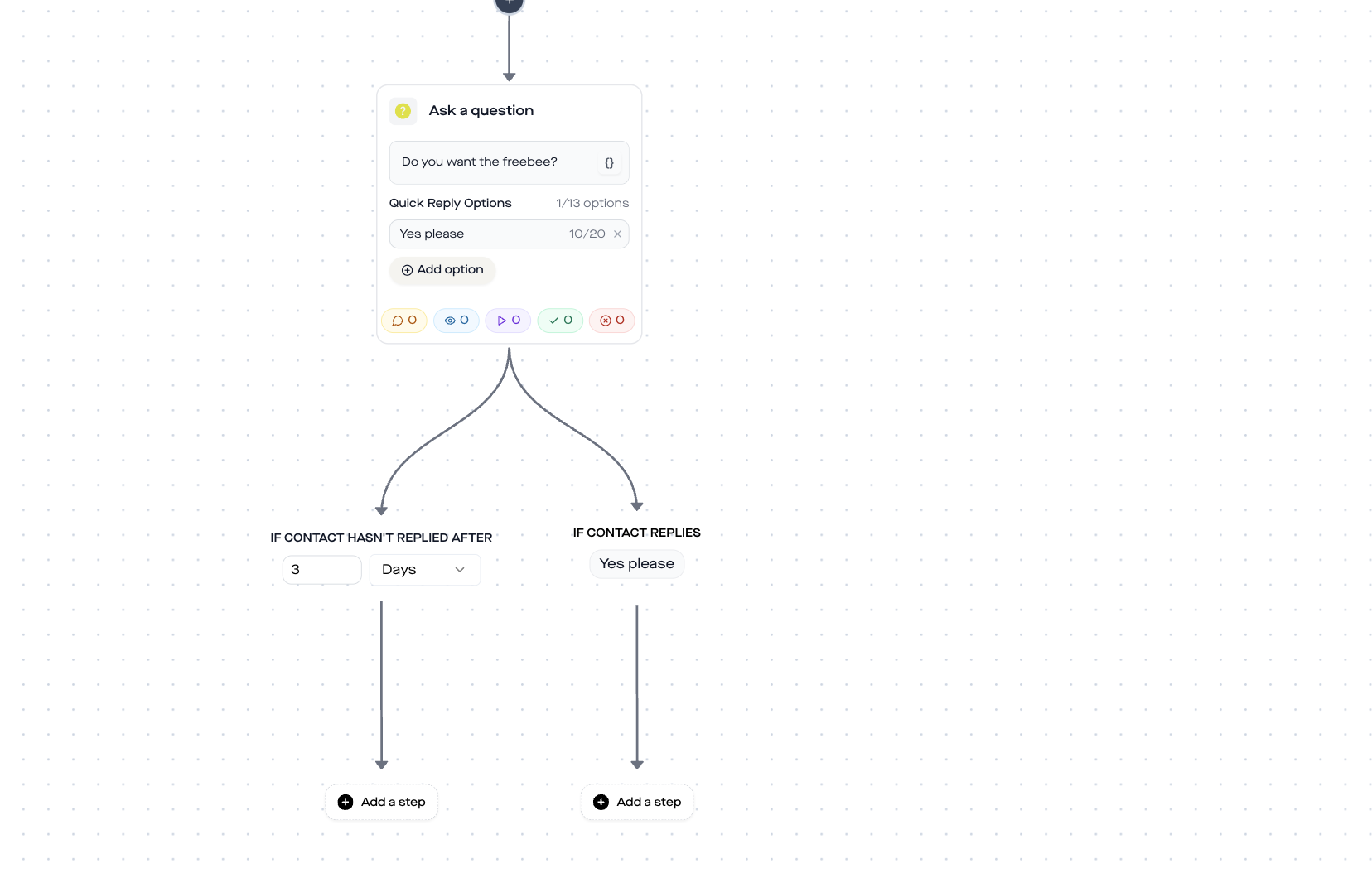 replient.ai Ask a Question mit Multi-Select-Optionen und Branching – Quiz-Frage mit Hauttyp-Auswahl