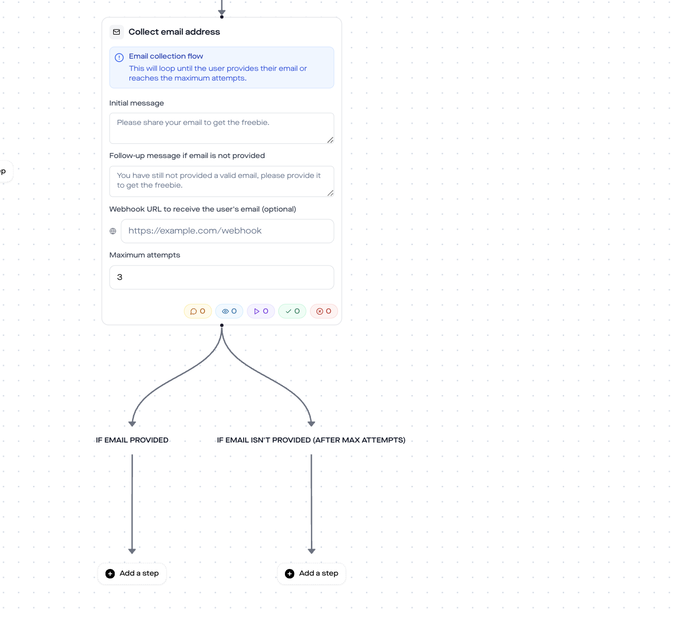 Collect Email Step mit Webhook-Integration in replient DM Automation